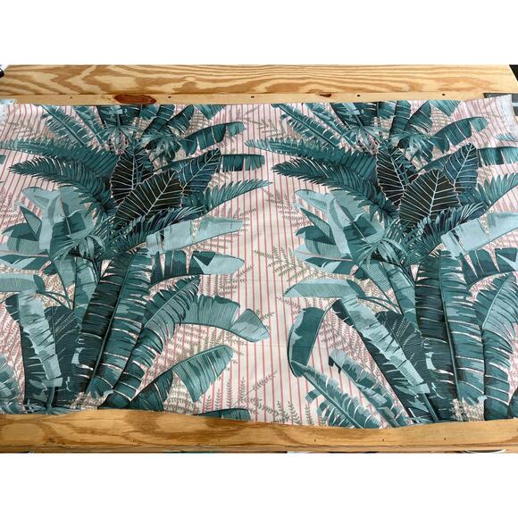 Vtg Warner & Sons Upholstery Fabric Remnant 30x56" Brisbane Palms Large Scale - Picture 1 of 10